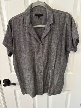 NWOT Silver Jeans Short Sleeve Button-Front Camp Shirt - Gray